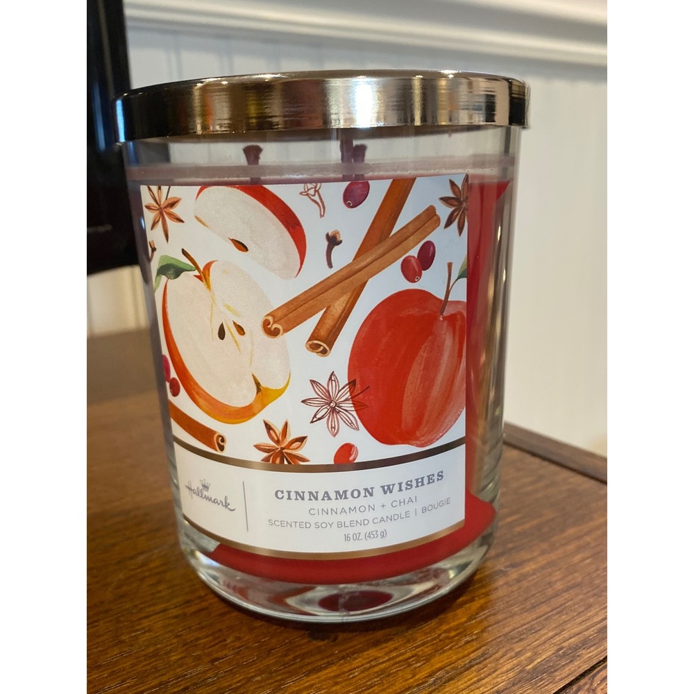 Hallmark‎ Cinnamon Wishes Cinnamon Chai Scented Soy Blend Candle 16 Oz